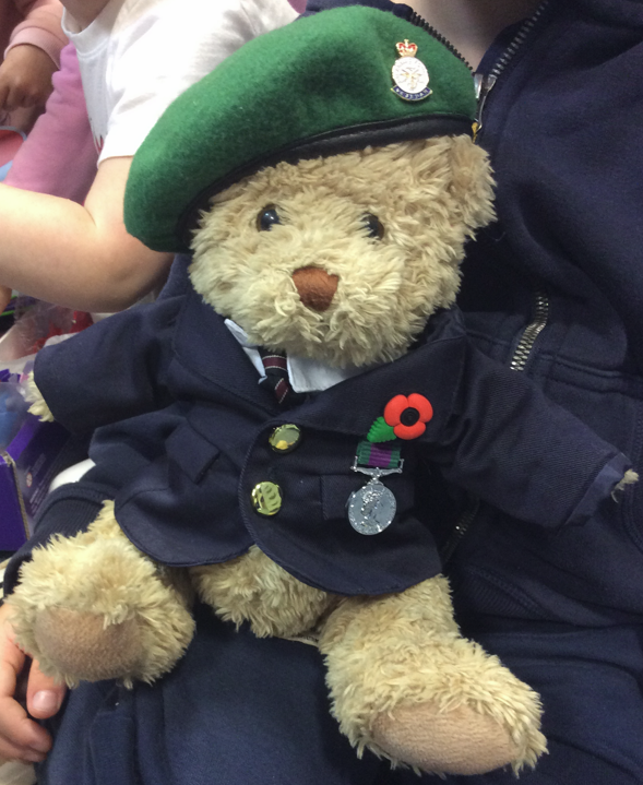 Bertie Bear in uniform